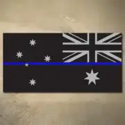 AUSTRALIAN THIN BLUE LINE FLAG DECAL - REVERSE | STICKER | 100mm x 50mm | POLICE