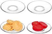 Alipis 4pcs Teacup Saucers Transparent Glass Plates for Tea Snacks Appetizers Heat-Resistant Kitchen Tableware for Home Housewarming