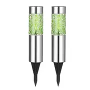 Solar Firework Light 2Pcs Solar Mosaic Lamp Ground Light Patio Stake Walkway Outdoor Garden Decor -Green