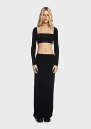 [Pretty Garbage] Square Neck Top & Maxi Skirt Set