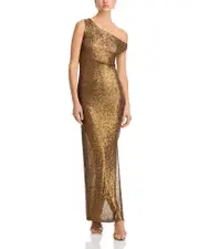 Norma Kamali Sequin Dropped Shoulder Gown