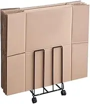 HUDABAIDI Carton Storage Rack Rolling Cart, Portable Cardboard Stand with Wheels, Carton Organizer Rack for Home Warehouse Shipping Station, 12.2x10.2x17.1in (Black)