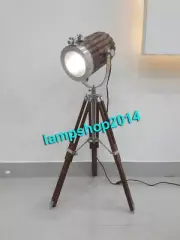 UNIX Spot Light marine Table Floor Lamp Searchlight Wooden Tripod Stand
