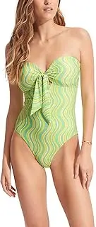 [Seafolly] Women's Standard Twist Tie Front Bandeau One Piece Swimsuit, Mod Squad