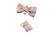Mens Pastel Pink Paisley Matching Bow Tie, Pocket Square & Cuff Links Set