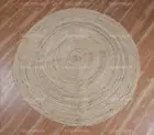 Living Room Area Rug Beige Hand Braided Jute Round Rug Outdoor & Indoor Rug4x4ft