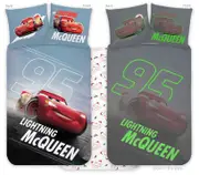 Disney Cars Lightning McQueen Glow in the Dark Kids Quilt Cover Set - Toddler Bed Size
