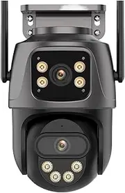 Three Lens 12MP HD Outdoor WiFi IP Camera 8MP/6MP Dual Screen PTZ Camera Ai Human Detection CCTV Video Security Cam(EU Plug,8MP with 128G)