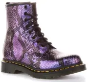 Dr Martens 1460 Snake Print Leather Lace Up Boots In Black Multi UK 4 - 7