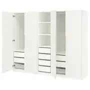PAX / TONSTAD wardrobe combination, white/off-white, 250x60x201 cm