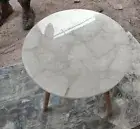 White Quartz Agate Stone Coffee Top, Stone Kitchen Side Top, Handmade Home Decor