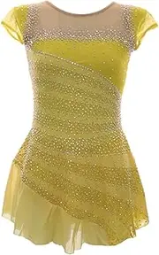 [Zagitova] Figure Skating Dress for Women, Sparkly Ice Skating Costumes for Little Girls Sleeveless Roller Skating Outfits