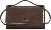 [Montana West] Wrangler Clutch Wallet for Women RFID Cute Crossbody Purse with Silver Rivets, Top-coffee, Small