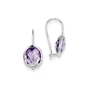 Sterling Silver Rhodium Plated Pink Quartz Oval Earrings