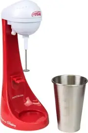 Red Retro Milkshake Maker Powerful 2 Speed Drink Mixer With Stainless Steel Cup