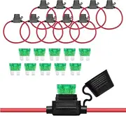 12 AWG Inline Fuse Holder with 30A ATC/ATO Blade Fuse, Waterproof Automotive Replacement Fuse, Universal Accessories for Car, Truck, ATV, Boat, Motorbike, Marine, 10 Pack