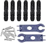 6 Sets Solar Panel Cable C ectors Male Female Seal Ring C Ector P Voltaic C Ector with Wrench for (Black, Blue) Black One Size
