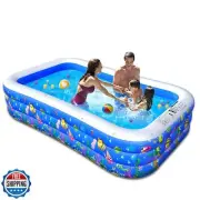 Inflatable Swimming Pool, 102" x 57" x 21" Kiddie Pools, Family Lounge Pools