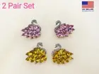 4PC Women 925 Silver Stud Jewelry Earrings Cubic Zirconia Pink Yellow Swan 1929