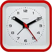 Cloudnola Railway Metal Alarm Clock, Red, LED Light up, 4.33 inch Square, Silent Non Ticking, Battery Operated Quartz