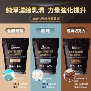 【PowerHero 勁漢英雄】運動濃縮乳清蛋白粉x3入(500g/入、香醇奶茶、Saputo優質乳清首選)