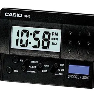 CASIO 卡西歐 方便攜帶的電子鬧鐘款，按鍵盤可收起節省空間，搭配LED照明與貪睡鬧鈴功能 ( PQ-10 D -1)