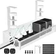 Under Desk Organizer - Multifunctional Desk Cord Organizer | Metal Mesh Cable Management, Reusable Desktop Organization for Home, Studio