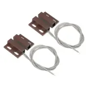 Magnetic Reed Switch, 2 Pack NO Wired Magnetic Contact Switch, Brown
