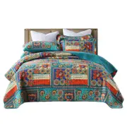 Catzon 3 Pieces Queen Size Quilt Bedding Set Floral Reversible Bedspread for Farmhouse Bedroom-LMQH