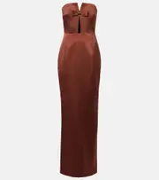 [The New Arrivals Ilkyaz Ozel] The New Arrivals Ilkyaz Ozel Holly bow-detail satin corset gown AU 14 brown