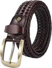 [Generic] Woven Causal Leather Belt For Jeans Pants Match For Any Outfit Adjustable Woven Elegant And Attractive Premium Leather