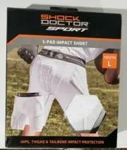 Shock Doctor Sport 5 Pad Impact Shorts PADS Hip Thigh and Tailbone Youth Large.