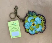 NEW Chala Garden Flower Key Chain Fob / Coin Purse Pouch Bag Vegan