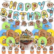 Capybara Theme Party Decorating Set - Birthday Banner Latex Balloons Cake Cupcake Toppers