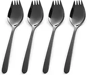 GENLGE Sporks Stainless Steel 4 Pack, 5.9 inch Reusable Metal Spork, Ice Cream Spoons Salad Forks Flatware Set, Fruit Appetizer Dessert Forks