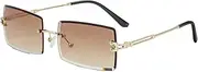 [NIDOVIX] Rimless Rectangle Sunglasses For Women Men Fashion Frameless UV400 Protection Lens Glasses