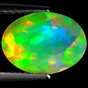 2.19 Ct Natural Ethiopian Faceted Opal Gemstone Multi Color Oval Faceted Cut