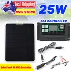 25W Solar Panel Trickle Battery Charger for RV Car Truck Boat W/ 60A Controller