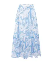 Etro Floral Printed Elastic Waist Midi Skirt IT40,IT44,IT42,IT38 white light blue