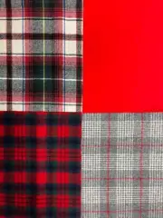 4 Vintage PENDLETON Red Wool Fabric Pieces Measuring 9x7" Each - Sweet Bundle!