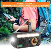 Bugout Camping Radio FM/AM/SW Solar Power Torch 2000mA Rechargeable Crank ORANGE