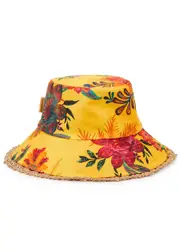Zimmermann Printed Linen Bucket Hat, Hat, Yellow One Size