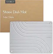 Natureva Home - Stone Dish Drying Mat | Super Absorbent, Quick Dry | Diatomite Mats for Kitchen Counter | Made of Natural Diatomaceous Earth | Absorbing Water Instantly | Design Tide | Colour Slate
