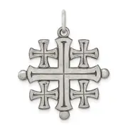 Sterling Silver Antiqued Jerusalem Cross Pendant