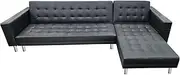 Corner Sofa Lounge Couch Bed Modular Furniture Home Faux Leather Chaise Black