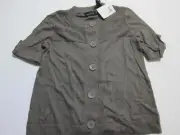 NWT Axcess Womens Size S Light Cardigan Gray Short Sleeve Buttons Front Casual