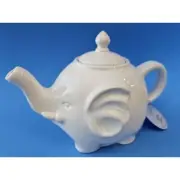 Literal White Elephant Gift Teapot Ceramic Kitschy Novelty New Tea Party Pot NWT