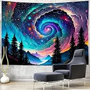 Amhokhui Galaxy Space Tapestry Colorful Starry Sky Tapestry Trippy Mountain Tapestries Misty Forest Tapestries Fantasy Landscape Wall Hanging Decor for Home