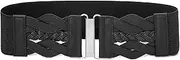 [Liutufy] Women's Vintage Elastic Braided Waist Belt Stretch Woven Wide Waistband