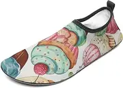 [BTCOWZRV] Water Shoes for Women Men Cupcakes Donuts Muffins Sugar Water Sports Shoes Slip-on Breathable Lightweight Athletic Aqua Sock